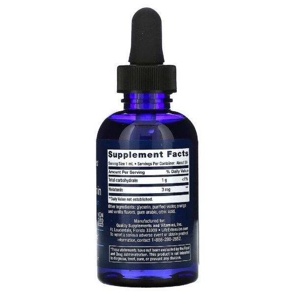 Мелатонин жидкий, быстродействующий с цитрусово-ванильным вкусом, Fast-Acting Liquid Melatonin, Life Extension, 2 жидких унции (59 мл),  Life Extension фото