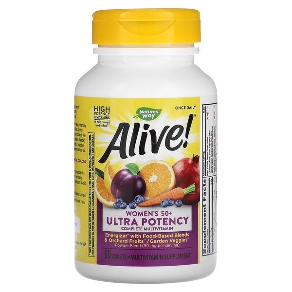 Мультивитамины Для Женщин, Alive! Once Daily, Women's 50+ Multi-Vitamin, Nature's Way 60 Таблеток,  Nature's Way фото