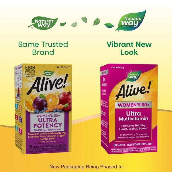 Мультивитамины Для Женщин, Alive! Once Daily, Women's 50+ Multi-Vitamin, Nature's Way 60 Таблеток,  Nature's Way фото