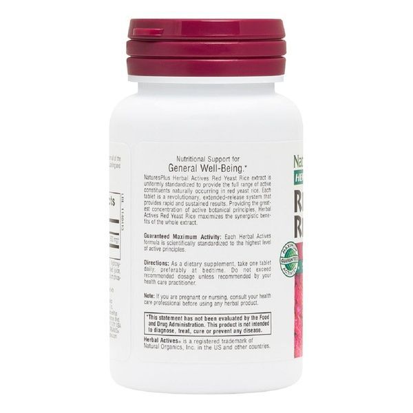 Червоний Дріжджовий Рис 600мг, Herbal Actives, Natures Plus, 30 таблеток,  Natures Plus фото