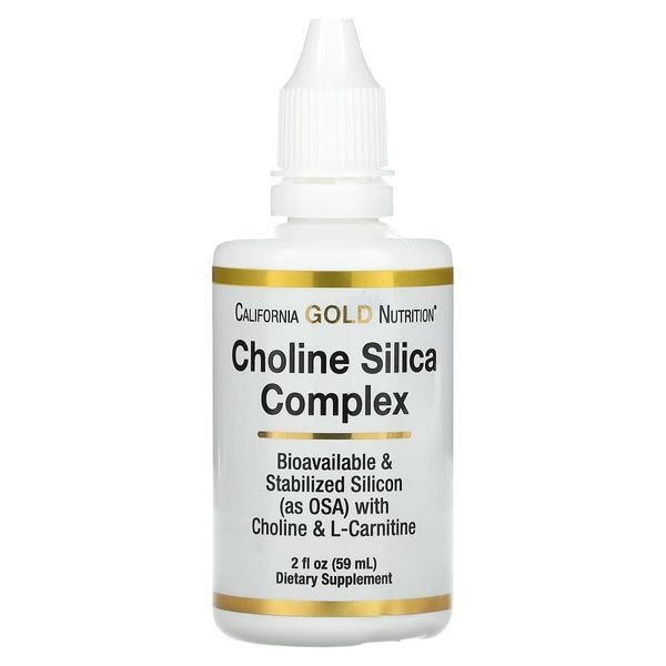 Комплекс холина и кремния для поддержки волос, кожи и ногтей, Choline Silica Complex, California Gold Nutrition, 59 мл,  California Gold Nutrition фото