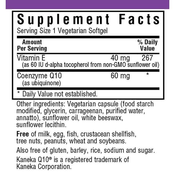 Коэнзим Q10 60мг, Bluebonnet Nutrition, 30 желатиновых капсул,  Bluebonnet Nutrition фото