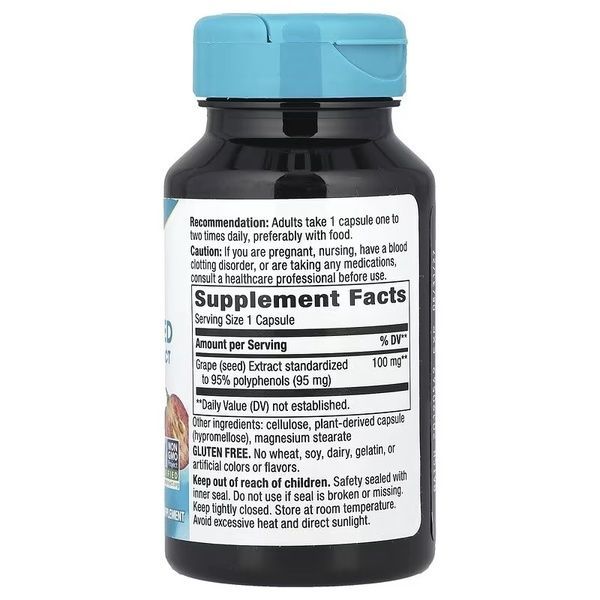Екстракт виноградних кісточок преміум-класу, 100 мг, Premium Extract, Grape Seed, Nature's Way, 60 вегетаріанських капсул,  Nature's Way фото