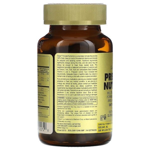 Мультивітаміни для Вагітних, Prenatal Nutrients, Solgar, 120 таблеток,  Solgar фото