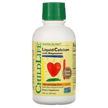 УЦІНКА Жидкий Кальций и Магний для Детей со Вкусом Апельсина, Calcium with Magnesium, ChildLife, 473 мл (без зовнішньої плівки),  ChildLife фото