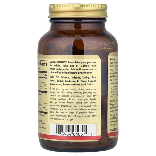 Масло Примулы Вечерней 1300 мг, Evening Primrose Oil, Solgar, 60 желатиновых капсул,  Solgar фото