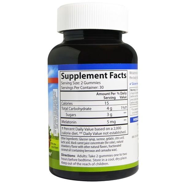 Мелатонин, 2.5 мг, вкус клубники, Melatonin Gummies, Carlson, 60 жевательных конфет,  Carlson фото