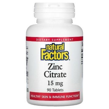 Цитрат цинку, Zinc Citrate, Natural Factors, 15 мг, 90 таблеток,  Natural Factors фото