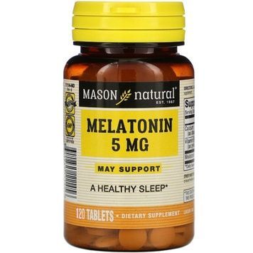 Мелатонін 5 мг, Melatonin, Mason Natural, 120 таблеток,  Mason Natural фото