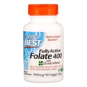 Повністю Активований Фолат 400мкг, Quatrefolic, Doctor's Best, 90 гелевих капсул,  Doctor's Best фото
