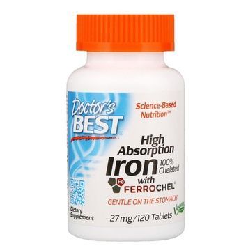 УЦІНКА Хелатне залізо, High Absorption Iron, Doctor's Best, 27 мг, 120 таблеток (вм'ятини),  Doctor's Best фото