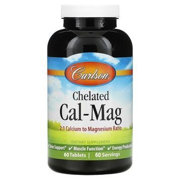 Кальцій-Магній Хелатний, Chelated Cal-Mag, Carlson, 60 таблеток,  Carlson фото