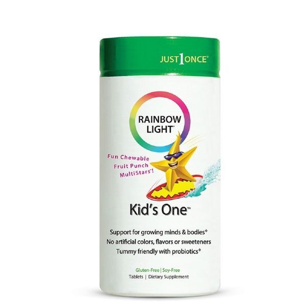 УЦІНКА Мультівітаміни Для Дітей, Kids One, Rainbow Light, 50 жувальних таблеток,  Rainbow Light фото