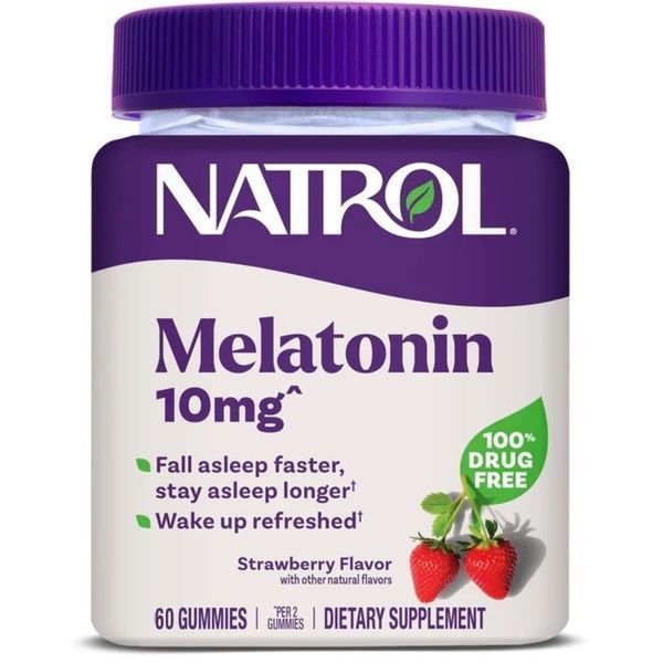 Мелатонін, 10 мг, смак полуниці, Melatonin, Natrol, 60 жувальних цукерок,  Natrol фото