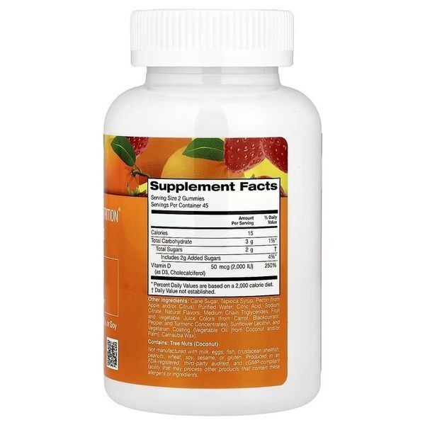 Витамин D3, 2000 МЕ, ягодно-фруктовый вкус, California Gold Nutrition, 90 жевательных конфет,  California Gold Nutrition фото