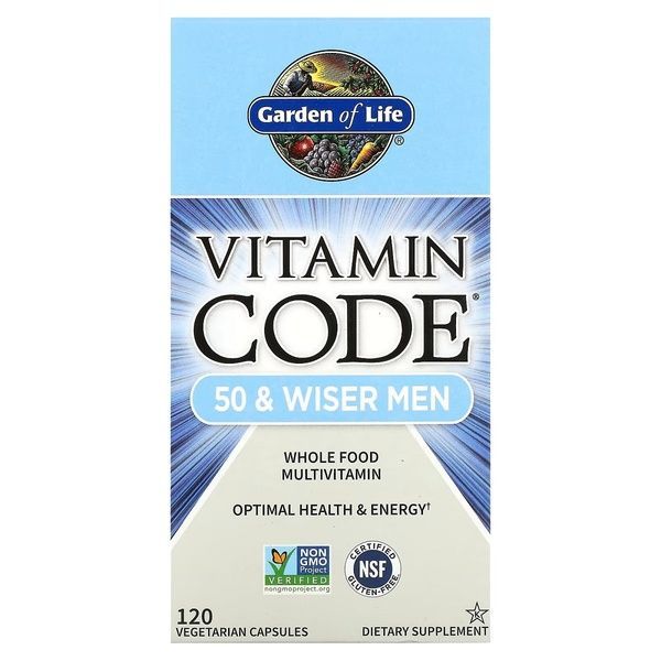 Мужские Мультивитамины 50+, Vitamin Code, Garden of Life, 120 вегетарианских капсул,  Garden of Life фото