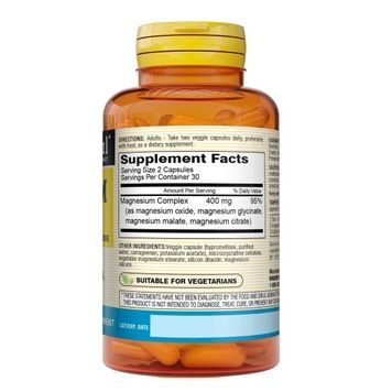 Комплекс магнію, 400 мг, Magnesium 4-in-1 Complex, Mason Natural, 60 вегетаріанських капсул,  Mason Natural фото
