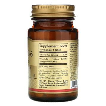 УЦЕНКА Витамин В6, Vitamin B6, Solgar, 100 мг, 100 таблеток (без пленки),  Solgar фото