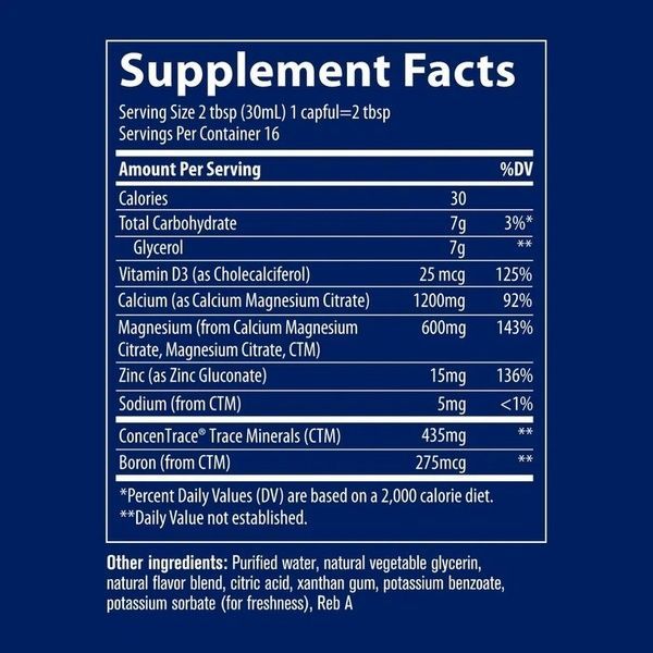Жидкий кальций, магний, цинк и витамин D3, вкус пина колада, Liquid Cal Mag Zinc Vitamin D3, Trace, 473 мл,  Trace фото