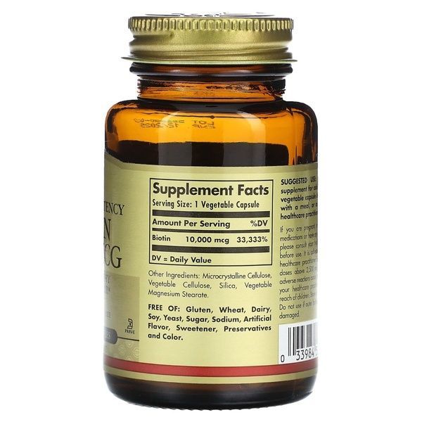 Біотин (В7) 10 000 мкг, Biotin, Solgar, 60 вегетаріанських капсул,  Solgar фото
