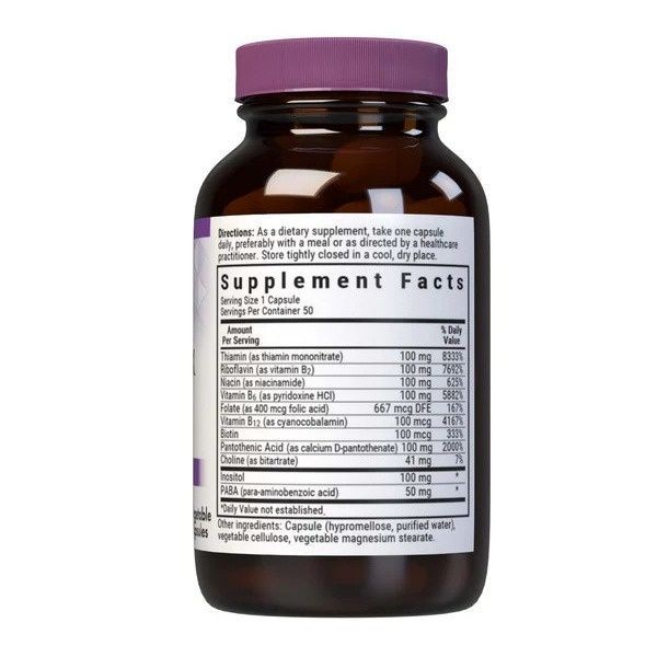 B-Комплекс 100, B-Complex, Bluebonnet Nutrition, 50 вегетарианских капсул,  Bluebonnet Nutrition фото