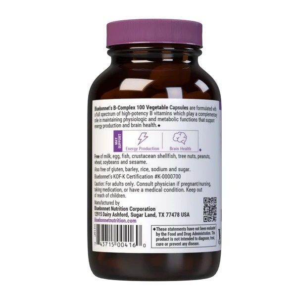 B-Комплекс 100, B-Complex, Bluebonnet Nutrition, 50 вегетарианских капсул,  Bluebonnet Nutrition фото