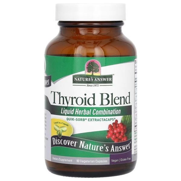 Суміш для щитовидної залози, Thyroid Blend, Nature's Answer, 90 вегетаріанських капсул,  Nature's Answer фото