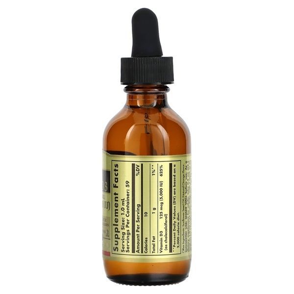 Витамин D3, 5000 МЕ, вкус апельсина, Liquid Vitamin D3, Solgar, 59 мл,  Solgar фото