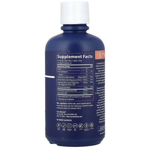 Жидкий кальций, магний, цинк и витамин D3, вкус пина колада, Liquid Cal Mag Zinc Vitamin D3, Trace, 473 мл,  Trace фото