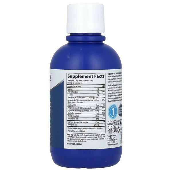 Жидкий кальций, магний, цинк и витамин D3, вкус пина колада, Liquid Cal Mag Zinc Vitamin D3, Trace, 473 мл,  Trace фото