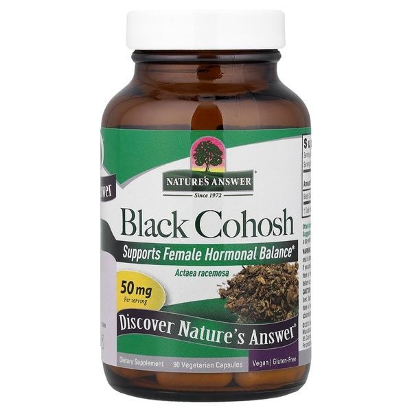 Клопогон, 50 мг, Black Cohosh, Full Spectrum Herb, Nature's Answer, 90 вегетарианских капсул,  Nature's Answer фото