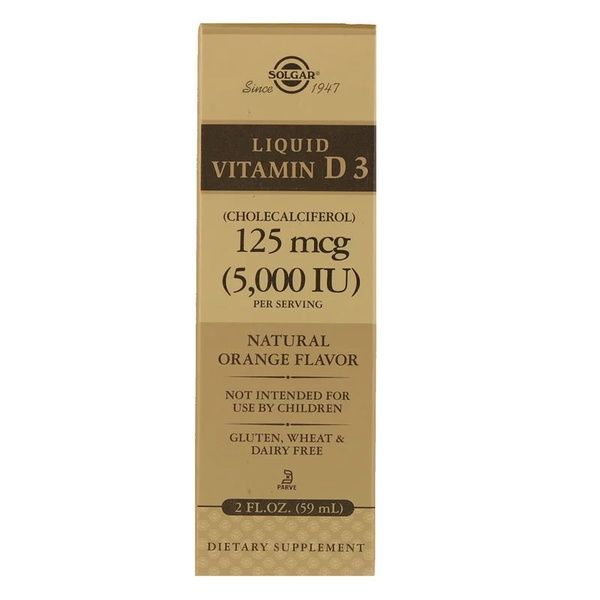 Витамин D3, 5000 МЕ, вкус апельсина, Liquid Vitamin D3, Solgar, 59 мл,  Solgar фото