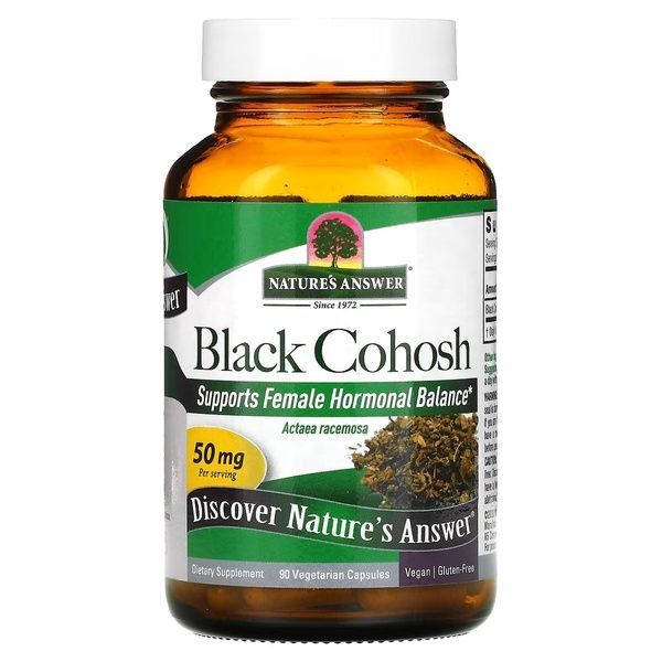 Клопогон, 50 мг, Black Cohosh, Full Spectrum Herb, Nature's Answer, 90 вегетарианских капсул,  Nature's Answer фото