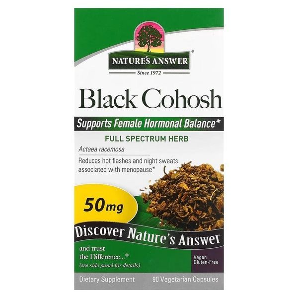 Клопогон, 50 мг, Black Cohosh, Full Spectrum Herb, Nature's Answer, 90 вегетарианских капсул,  Nature's Answer фото
