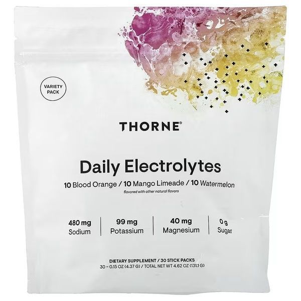 Электролиты, вкус ассорти, Daily Electrolytes, Thorne, 30 стиков,  Thorne фото