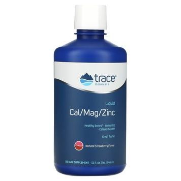 Рідкий кальцій, магній, цинк, смак полуниці Liquid Cal Mag Zinc, Trace, 946 мл,  Trace фото