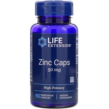 Цинк високої ефективності, Zinc Caps, High Potency, Life Extension, 50 мг, 90 вегетаріанських капс,  Life Extension фото