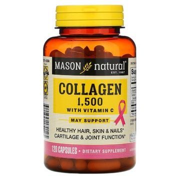 УЦЕНКА Коллаген с Витамином C, 1500 мг, Collagen, Mason Natural, 120 капсул (вмятина),  Mason Natural фото