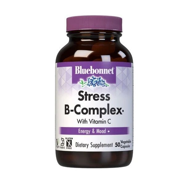 Стресс В-Комплекс, Stress B-Complex, Bluebonnet Nutrition, 50 вегетарианских капсул,  Bluebonnet Nutrition фото