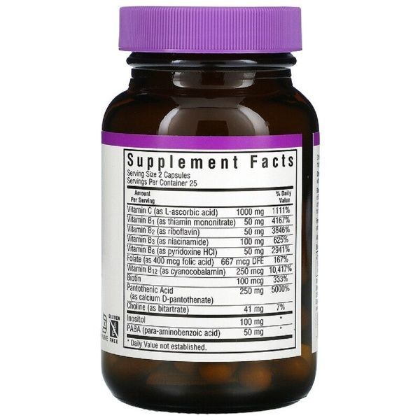 Стресс В-Комплекс, Stress B-Complex, Bluebonnet Nutrition, 50 вегетарианских капсул,  Bluebonnet Nutrition фото