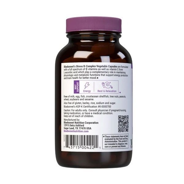 Стресс В-Комплекс, Stress B-Complex, Bluebonnet Nutrition, 50 вегетарианских капсул,  Bluebonnet Nutrition фото