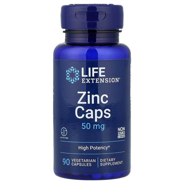 Цинк высокой эффективности, Zinc Caps, High Potency, Life Extension, 50 мг, 90 вегетарианских капсул,  Life Extension фото