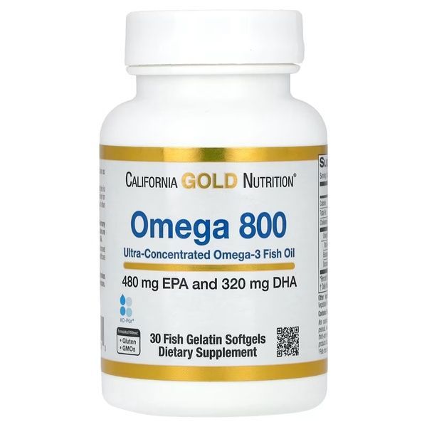 Омега 800, Риб'ячий жир омега 3 фармацевтичного якості, 1000 мг, California Gold Nutrition, 30 желатинових капсул,  California Gold Nutrition фото