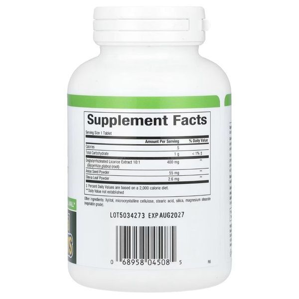 Солодка (Лакрица), деглицирризиновый экстракт корня, DGL, Deglycyrrhizinated Licorice Root Extract, Natural Factors, 90 жевательных таблеток,  Natural Factors фото