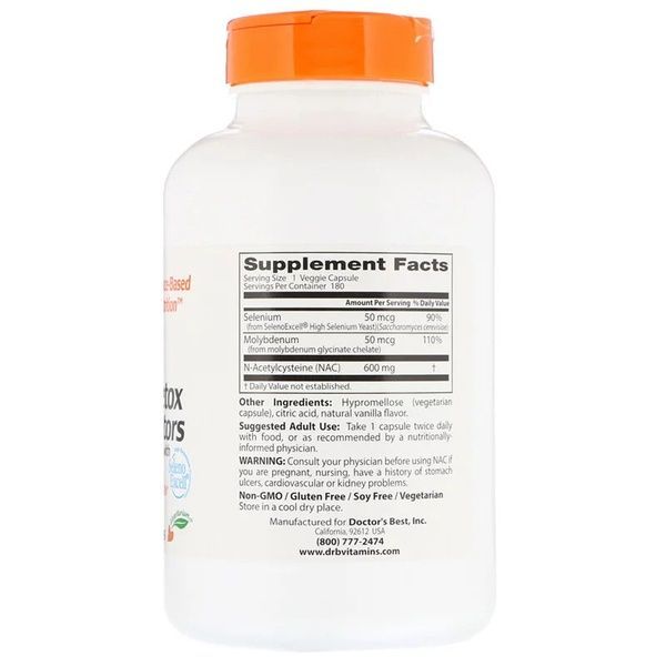 N-Ацетилцистеїн, NAC Detox Regulators, Doctor's Best, 180 гелевих капсул,  Doctor's Best фото