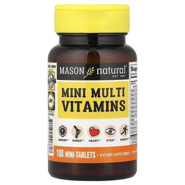 Мультивитамины на каждый день, Daily Multiple Vitamins, Mason Natural, 100 мини таблеток,  Mason Natural фото