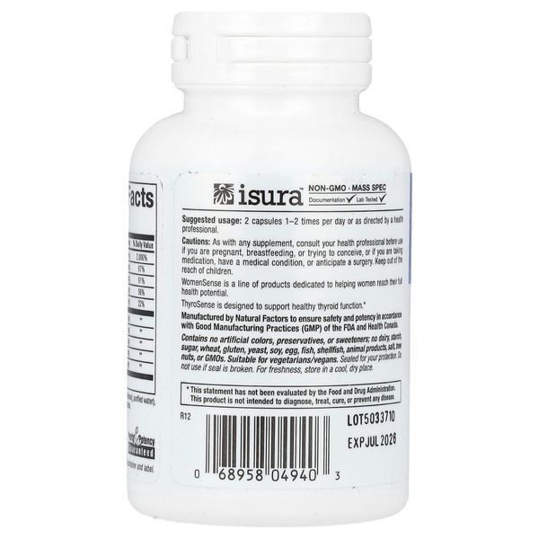 Харчова добавка для щитовидної залози Natural Factors, WomenSense, ThyroSense, 60 капсул,  Natural Factors фото