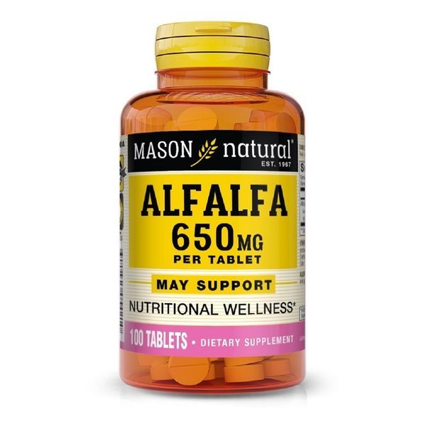 Люцерна 650мг, Alfalfa, Mason Natural, 100 таблеток,  Mason Natural фото
