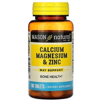 Кальцій, магній та цинк, Calcium Magnesium & Zinc, Mason Natural, 100 таблеток,  Mason Natural фото