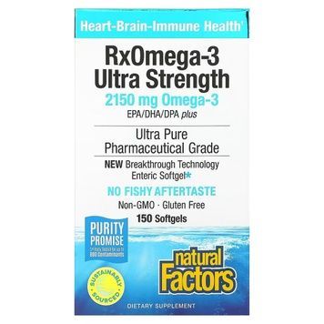 Омега-3 ультра, 2150 мг, RxOmega-3 Ultra Strength, Natural Factors, 150 гелевых капсул,  Natural Factors фото